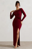 Makayla Berry Long-Sleeve Wrap Maxi Dress With Corsages