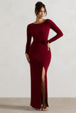 Makayla Berry Long-Sleeve Wrap Maxi Dress With Corsages