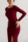 Makayla Berry Long-Sleeve Wrap Maxi Dress With Corsages