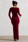Makayla Berry Long-Sleeve Wrap Maxi Dress With Corsages