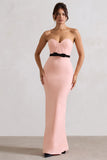 Albi Pink Structured Strapless Corset Maxi Dress With Bow