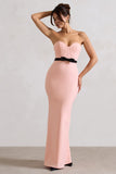Albi Pink Structured Strapless Corset Maxi Dress With Bow