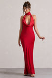 Matea Red Satin Cowl-Neck Maxi Dress
