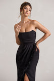 Chosen Black Bandeau Wrap Maxi Dress With Feather Trim