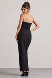 Chosen Black Bandeau Wrap Maxi Dress With Feather Trim