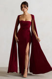 Claretta Berry Square Neck Twisted Maxi Dress With Cape Sleeves
