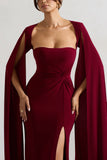 Claretta Berry Square Neck Twisted Maxi Dress With Cape Sleeves