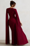 Claretta Berry Square Neck Twisted Maxi Dress With Cape Sleeves