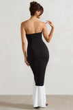 Carbonne Black & White Bandeau Ruffled Maxi Dress