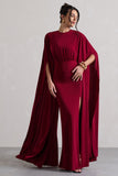 Ilaria Berry Cape Sleeve Split Maxi Dress
