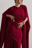 Ilaria Berry Cape Sleeve Split Maxi Dress