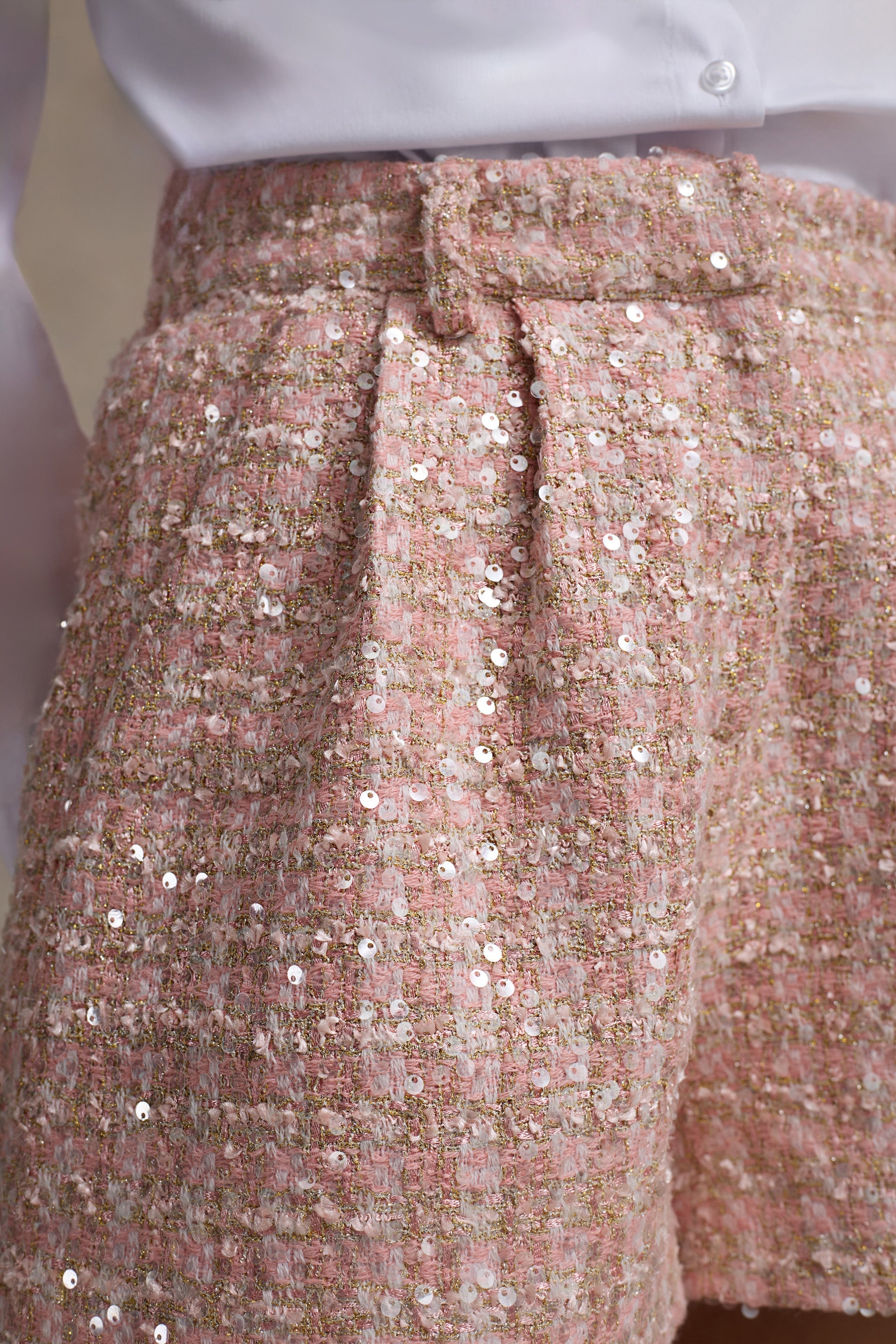 Cambridge Pink Boucle Tailored Shorts