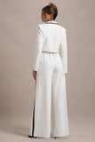 Maiya White High-Waist Wide-Leg Trousers