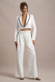 Maiya White High-Waist Wide-Leg Trousers