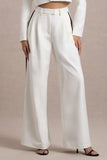 Maiya White High-Waist Wide-Leg Trousers