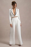 Maiya White High-Waist Wide-Leg Trousers