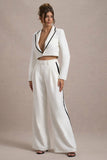 Maiya White High-Waist Wide-Leg Trousers