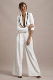 Maiya White High-Waist Wide-Leg Trousers