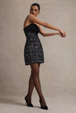 Park Avenue Black Boucle Strapless Tailored Mini Dress