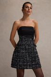 Park Avenue Black Boucle Strapless Tailored Mini Dress