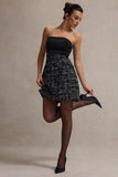 Park Avenue Black Boucle Strapless Tailored Mini Dress