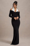 Living High Black & White Halter-Neck Split Maxi Dress