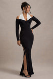 Living High Black & White Halter-Neck Split Maxi Dress