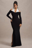 Living High Black & White Halter-Neck Split Maxi Dress