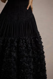 Dame Black Lace Bandeau Midi Dress With Floral Hem