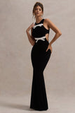 Aurelie Black Cut-Out Maxi Dress With Bows