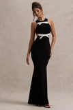 Aurelie Black Cut-Out Maxi Dress With Bows