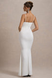 Rumi White Satin Strappy Maxi Dress With Velvet Bow