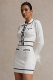 Coco Crush Cream Knit Cropped Cardigan With Feather Cuffs