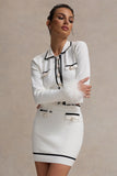 Coco Crush Cream Knit Cropped Cardigan With Feather Cuffs