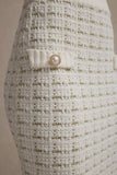 Stellina Cream Boucle High-Waist Bodycon Midi Skirt