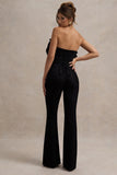 Nicia Black Ruffled Strapless Flared-Leg Jumpsuit