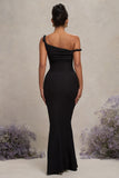 Lita Black Twisted Asymmetric Maternity Maxi Dress