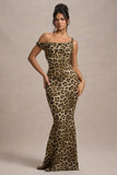 Lita Leopard Print Twisted Asymmetric Maxi Dress