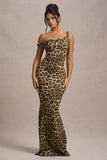 Lita Leopard Print Twisted Asymmetric Maxi Dress