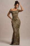 Lita Leopard Print Twisted Asymmetric Maxi Dress