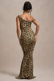Lita Leopard Print Twisted Asymmetric Maxi Dress