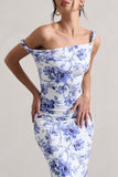 Lita Blue Floral Twisted Asymmetric Maxi Dress