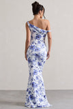 Lita Blue Floral Twisted Asymmetric Maxi Dress