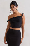 Sami Black Twisted Asymmetric Crop Top