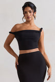 Sami Black Twisted Asymmetric Crop Top
