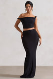 Neve Black Gathered Maxi Skirt