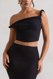 Sami Black Twisted Asymmetric Crop Top
