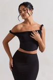 Sami Black Twisted Asymmetric Crop Top
