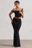Neve Black Gathered Maxi Skirt