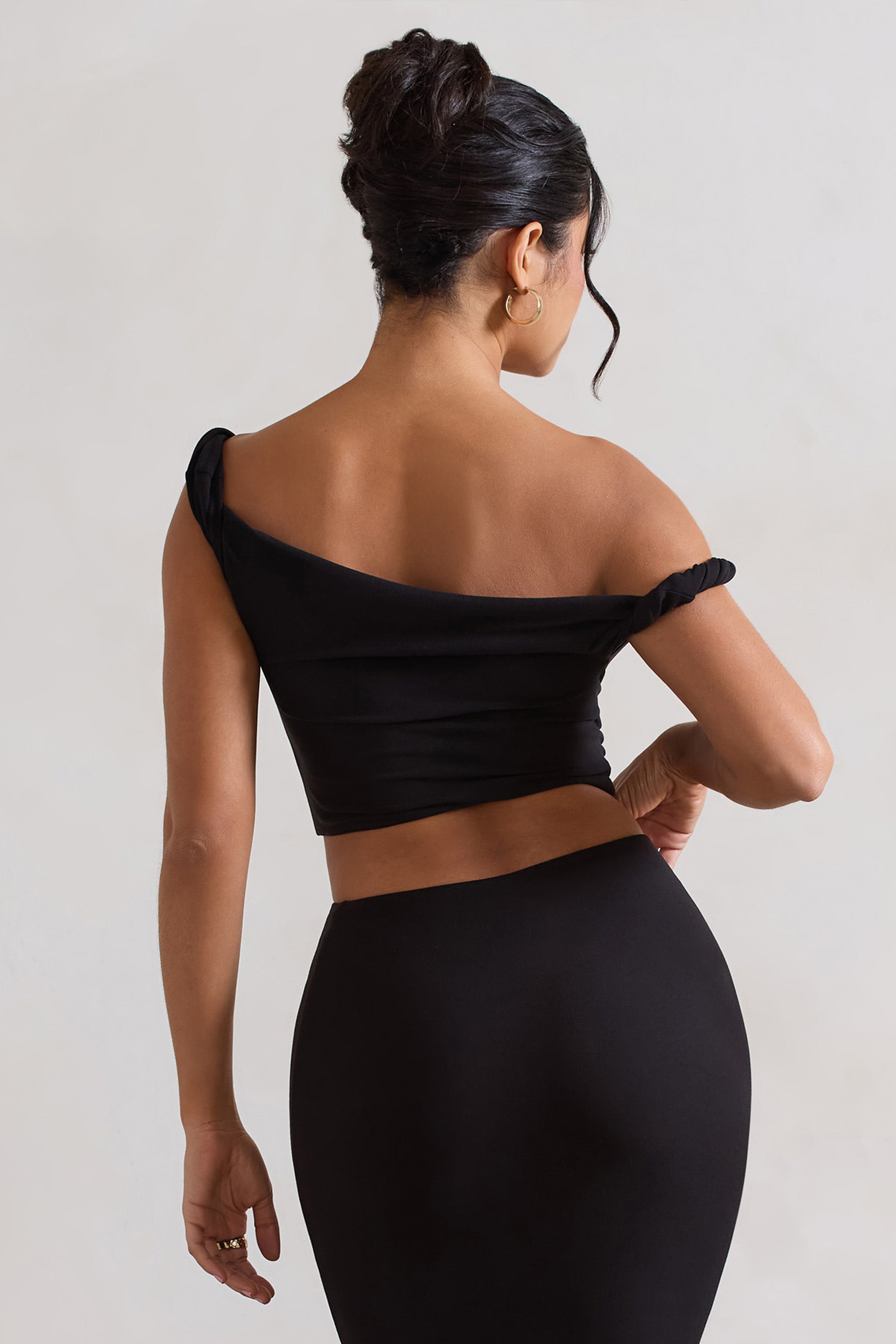 Sami Black Twisted Asymmetric Crop Top